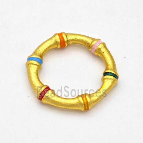 Copper Circle Connector Painted Bamboo Gold Plated