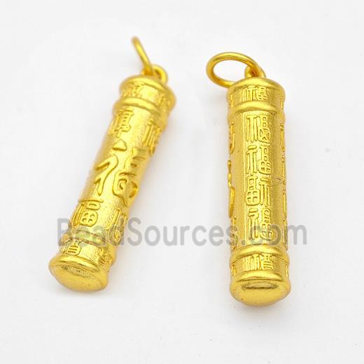 Copper Stick Pendant Chinese Lucky Fu Gold Plated