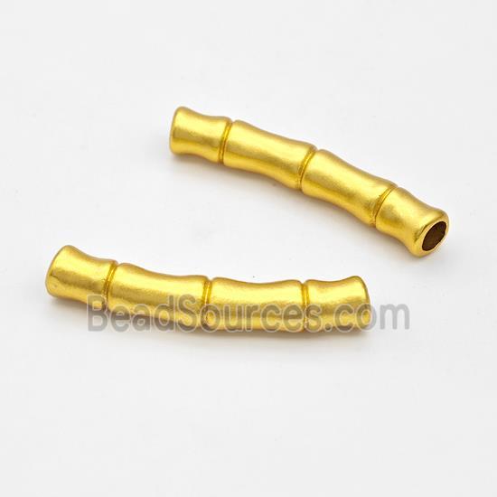 Copper Tube Beads Curving Bamboo Large Hole Gold Plated