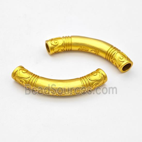 Copper Tube Beads Curving Large Hole Gold Plated