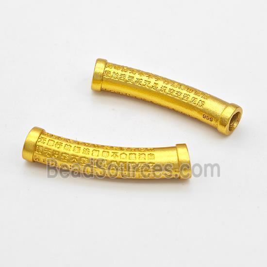 Copper Tube Beads Curving Buddhist Large Hole Gold Plated