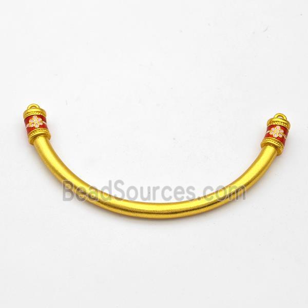 Copper Connector Curving Stick Bracelet Bar Painted Half Bangle Gold Plated