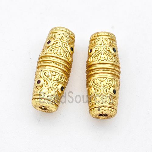 Copper Rice Beads Pave Zirconia Gold Plated