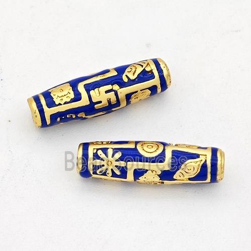 Copper Rice Beads Lapisblue Enamel Gold Plated