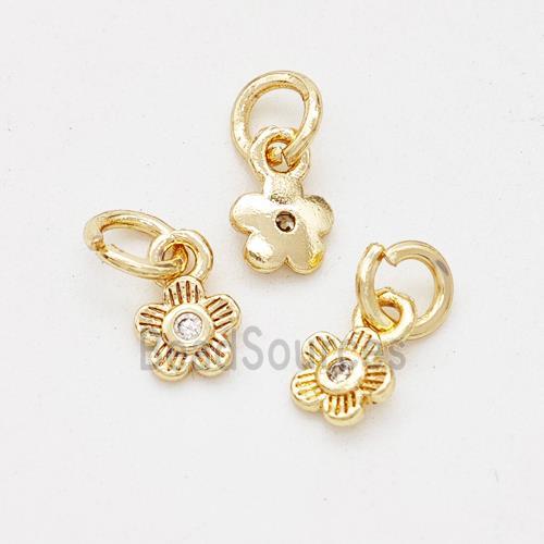 Copper Flower Pendant Pave Zirconia Gold Plated