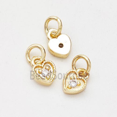 Copper Heart Pendant Pave Zirconia Gold Plated