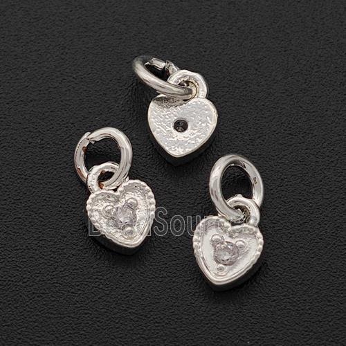 Copper Heart Pendant Pave Zirconia Shiny Silver