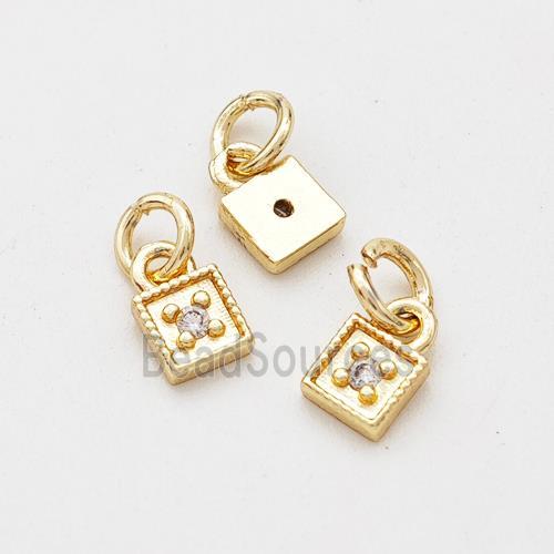 Copper Square Pendant Pave Zirconia Gold Plated