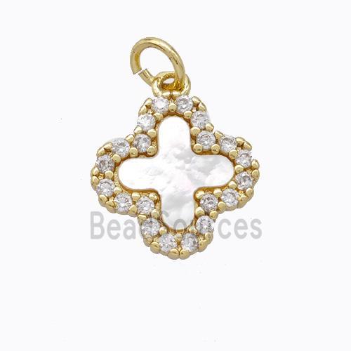 Copper Clover Pendant Pave Zirconia Shell Gold Plated