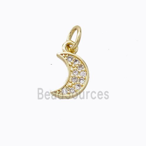 Copper Moon Pendant Pave Zircoina Gold Plated