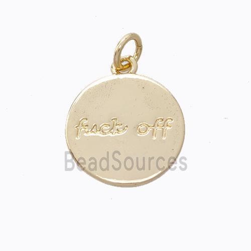 Copper Coin Pendant Fuck Off Gold Plated