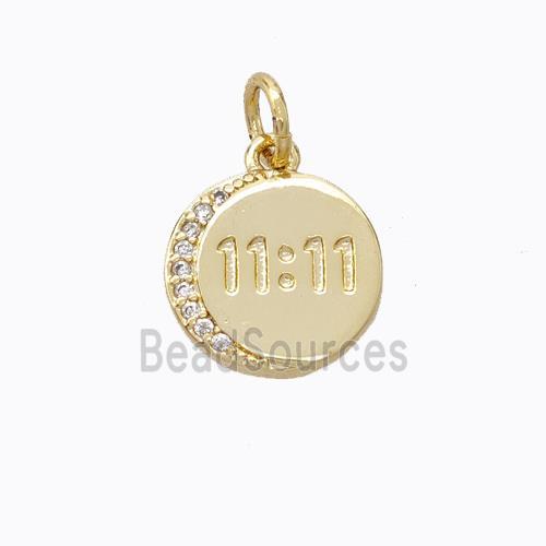 Copper Moon Pendant Pave Zirconia Double Eleven 11 Gold Plated