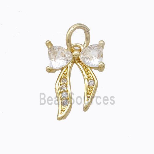 Copper Bow Pendant Pave Zirconia Gold Plated