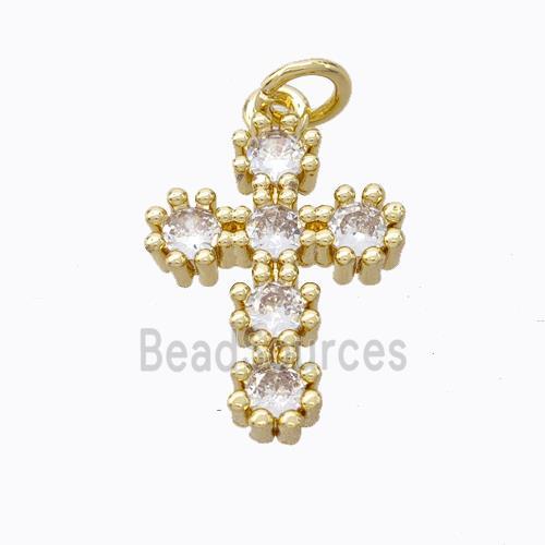 Copper Cross Pendant Pave Zirconia Gold Plated