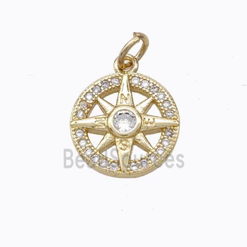 Copper Star Pendant Pave Zirconia Gold Plated