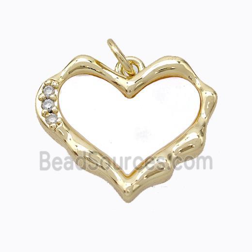 Copper Heart Pendant Pave Zirconia Shell Gold Plated