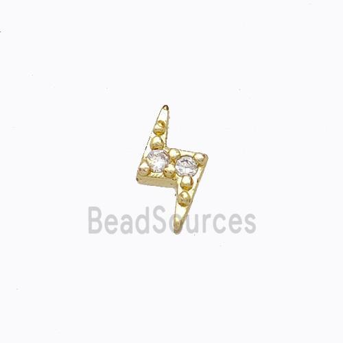 Copper Lightning Beads Pave Zirconia Without Hole Gold Plated