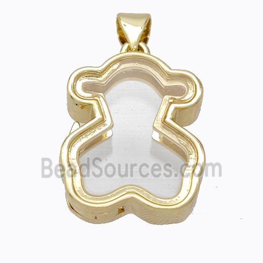 Copper Bear Locket Pendant Gold Plated