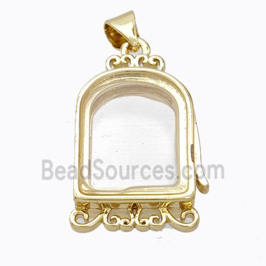 Copper House Locket Pendant Gold Plated