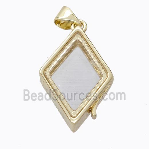 Copper Rhombus Locket Pendant Gold Plated