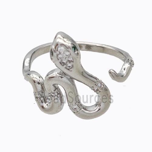 Copper Snake Rings Micropave Zirconia Platinum Plated