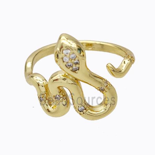 Copper Snake Rings Micropave Zirconia Gold Plated