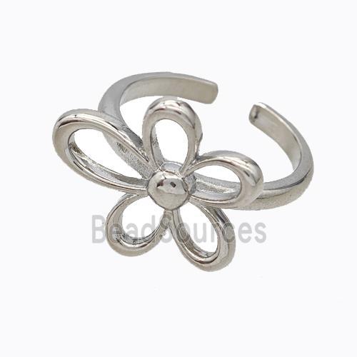 Copper Flower Rings Platinum Plated