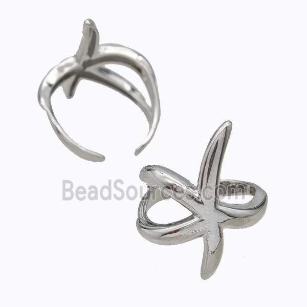 Copper Starfish Rings Platinum Plated