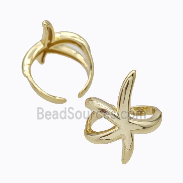 Copper Starfish Rings Gold Plated