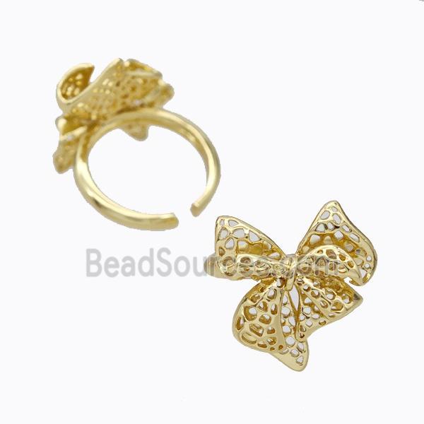 Copper Bowknot Rings Gold Plated