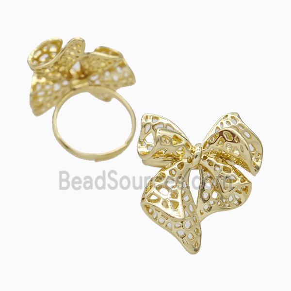 Copper Bowknot Rings Gold Plated