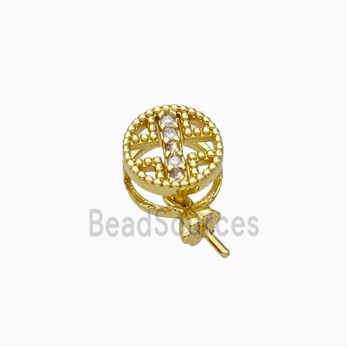 Copper Bail Pave Zirconia Gold Plated