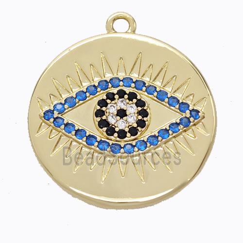 Copper Eye Pendant Micropave Zirconia Circle Gold Plated