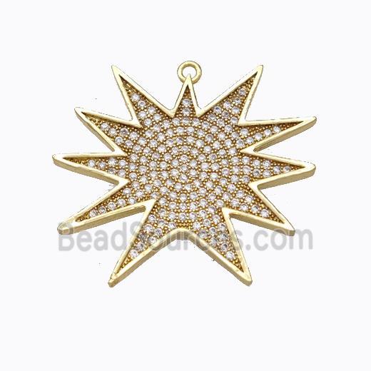 Copper Star Pendant Micropave Zirconia Gold Plated