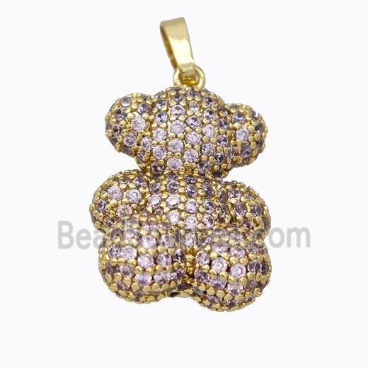 Copper Pendant pave zircon, Gold Plated