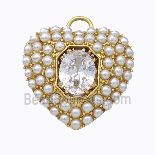 Copper Pendant pave zircon, Gold Plated