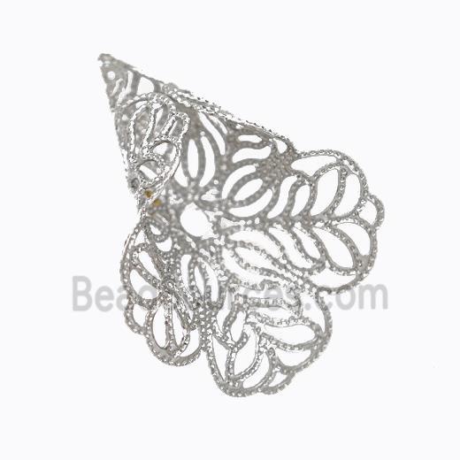 Copper Flower Pendant Platinum Plated