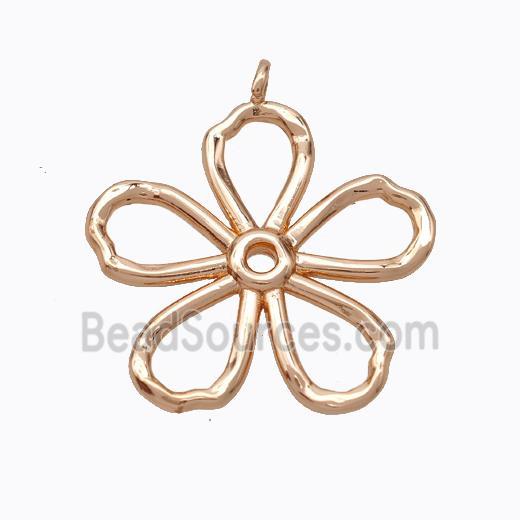 Copper Flower Pendant Hammered Rose Gold