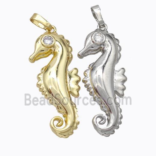 Copper Seahorse Pendant Pave Zirconia Mixed