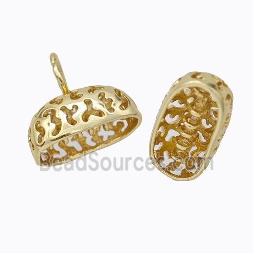 Copper Pendant pave zircon, Gold Plated