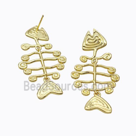 Copper Earring Studs, Gold Plated