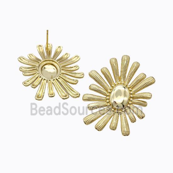 Copper Earring Studs, Gold Plated