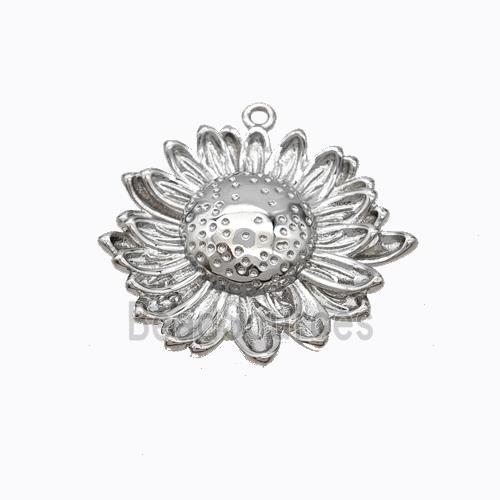 Copper Sunflower Pendant Platinum Plated