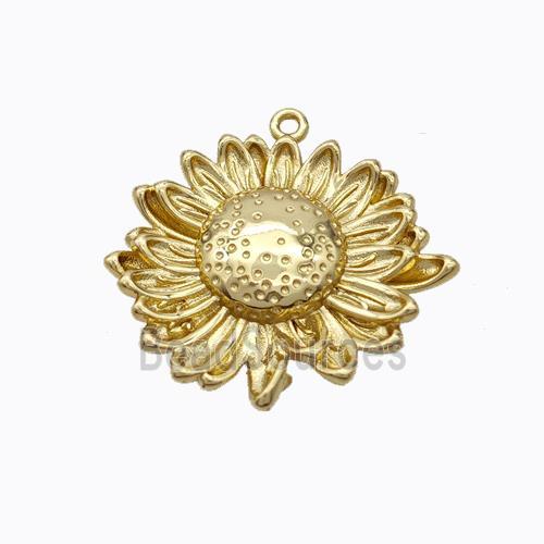 Copper Sunflower Pendant Gold Plated