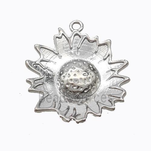 Copper Sunflower Pendant Platinum Plated