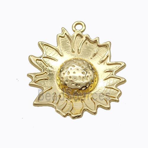 Copper Sunflower Pendant Gold Plated