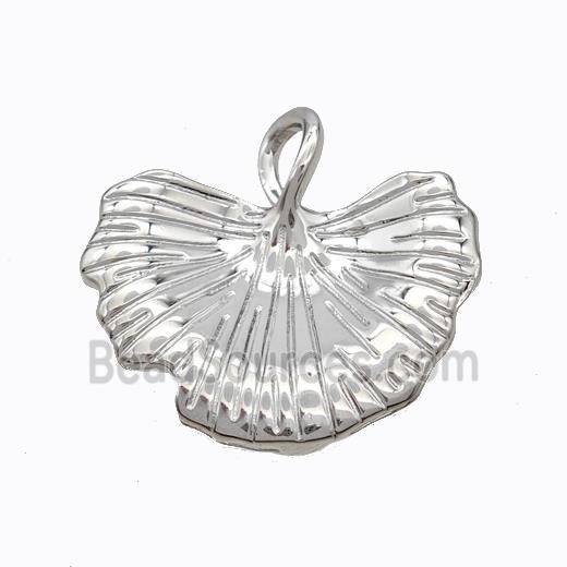 Copper Ginkgo Leaf Pendant Platinum Plated