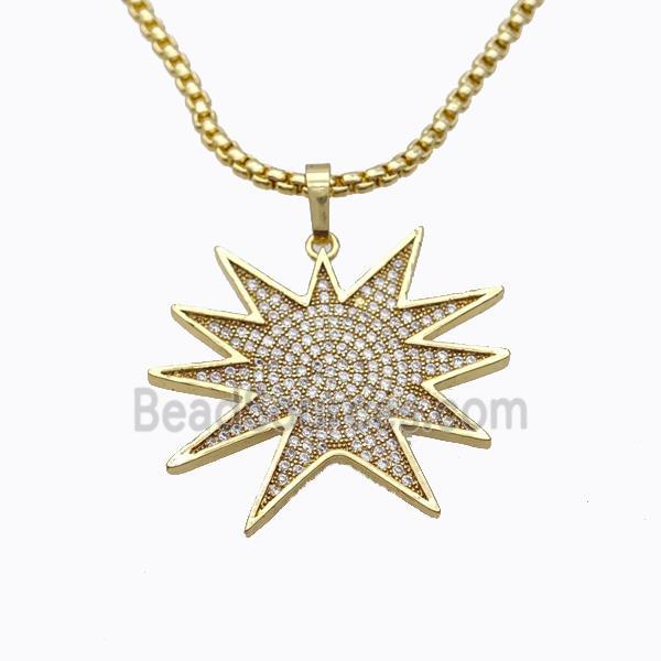 Copper Star Necklace Pave Zirconia Gold Plated