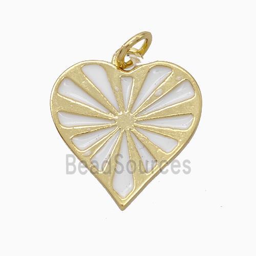 Copper Heart Pendant White Enamel Gold Plated