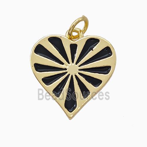 Copper Heart Pendant Black Enamel Gold Plated